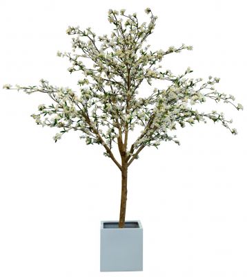 Kunstpflanze Kirschbaum mit weißen Blüten in modernem Topf, ideal für dekorative Akzente.